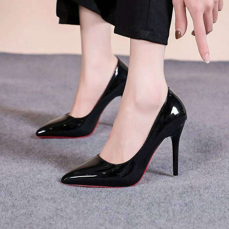 Sexy Red Bottom Classic Ladies Pumps Autumn Leather Dress Heel Shoes for Women Banquet Wedding High Heels