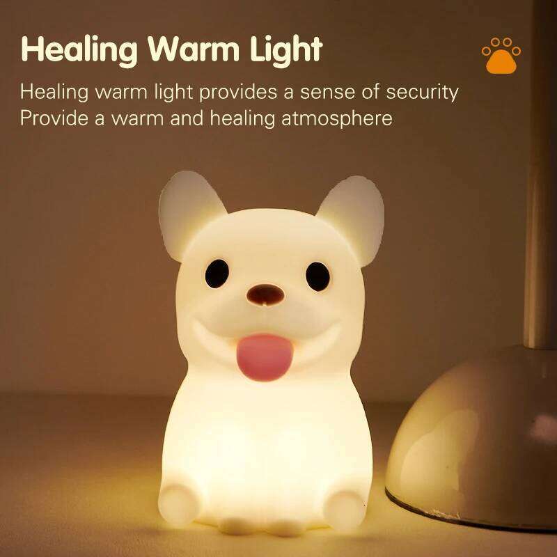 1pc Bulldog nightlight Room decorative Bedroom ambiance LED couples clap Cute animal lamp Sleep light Z260127