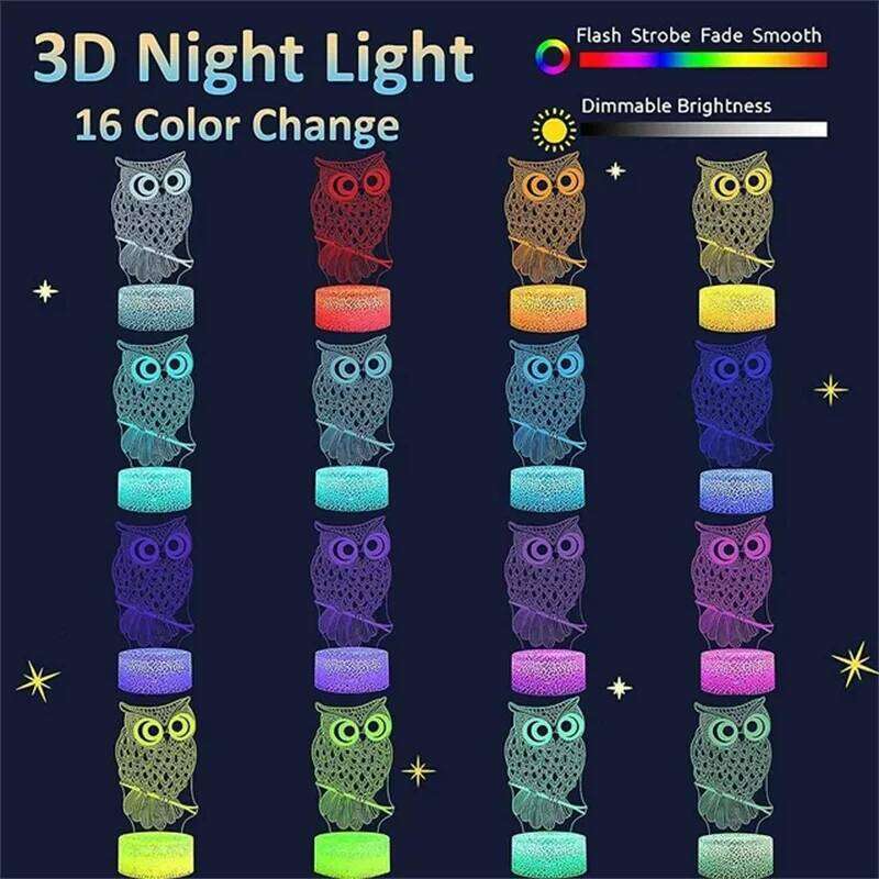 Animal Owl 3D Bedroom Cute Bird Toy Nightlight Creative New Strange Gift Desk Lamp USB Atmosphere Light Z260127