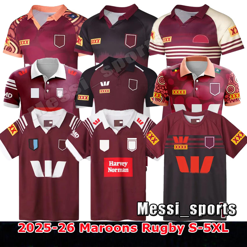 25 26 QUEENSLAND MAROONS Rugby Jerseys Training 2025 2026 Marus Home Away Vest Men's Women Kids Kits League Vest Indigenous Training Hoodies T-Shirts Size S-5XL