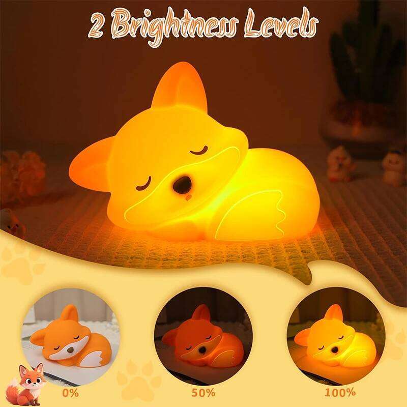 Fox Night Light, Squishy Silicone Lamp Novelty Gifts, Rechargeable Dimmable Timer Bedside Touch Nightlight for Breastfeeding Z260127