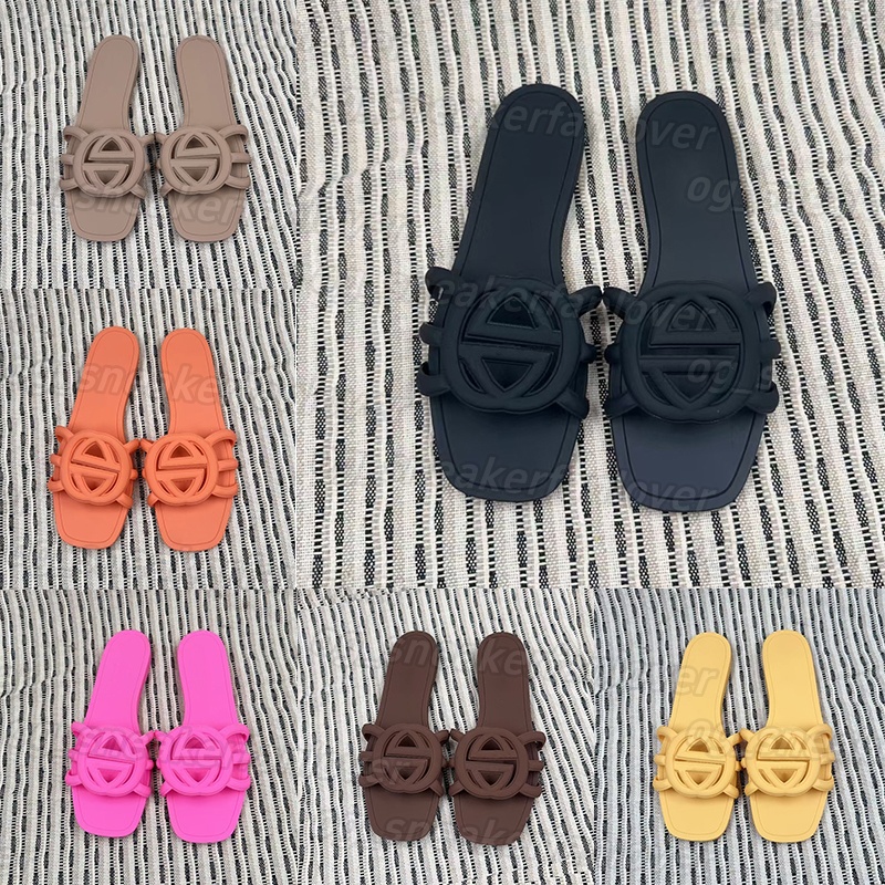 Designer Sandals Womens Slides Summer Rubber Slippers Flat Bottom Jelly Shoes Outdoor Waterproof Woman Sliders green red 35-42