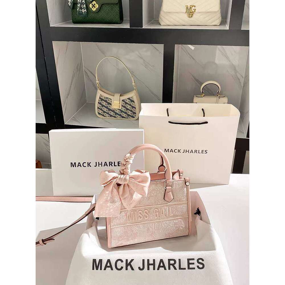 MACK JHARLES Large Capacity Commuting Tote Bag 2025 Autumn New Pink Embroidered Handbag