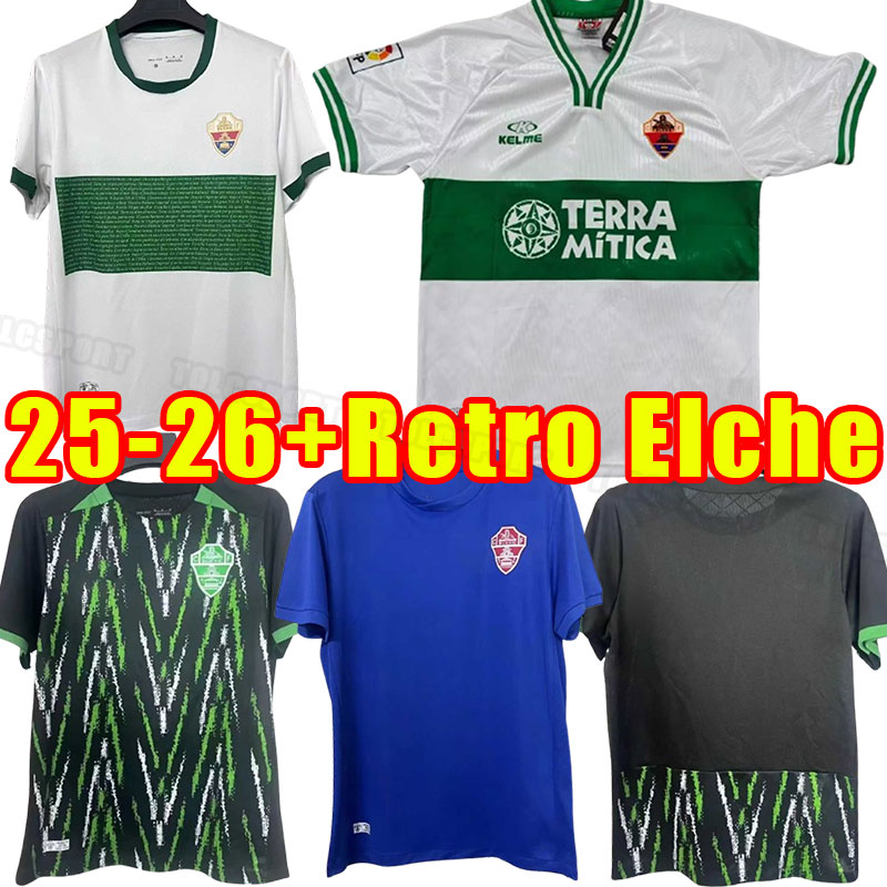 25 26 Camisetas De Futbol Elche CF Soccer Jerseys RAUL GUTI LUCAS BENEDETTO Men Adult Football Shirt Uniforms PASTORE PERE MILLA IVAN MARCONE AWAY retro 1999 2001