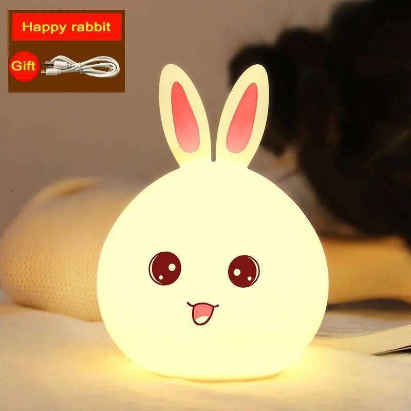 Cute Rabbit Colorful Light Voice Controlled Clap Pat Lamp Night Feeding Baby Bedroom and Kid's Christmas Gift Z260127
