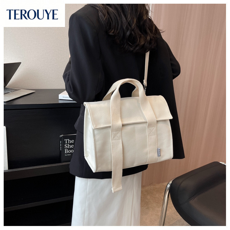 TEROUYE autumn and winter bag new large capacity women's canvas bag, fashionable and simple floral broadband handbag, women's shoulder bag,