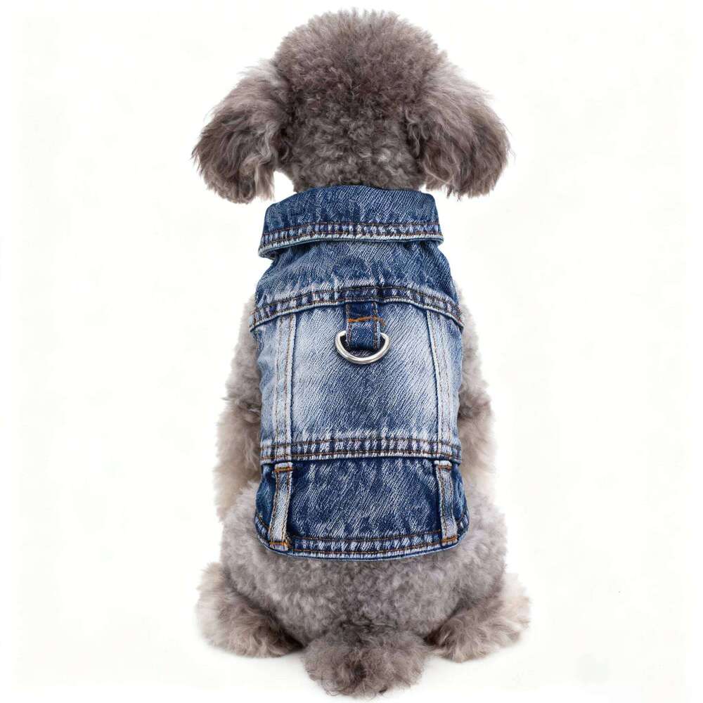 Dog Jeans Jacket ,Cool Puppy Summer Clothes ,Dog Denim Shirts for Small Boy Dogs Cats Outfits Washable Durable Harness Vest XJ260127