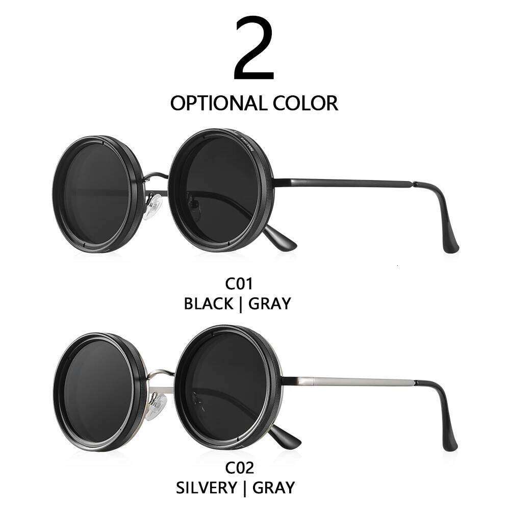 2026 CRIXALIS Adjustable Tint Sunglasses Men 1-9 Gears Round Polarized Glasses Women with ND Filter Lens Beach Shady Fishing Driving 26Y0127