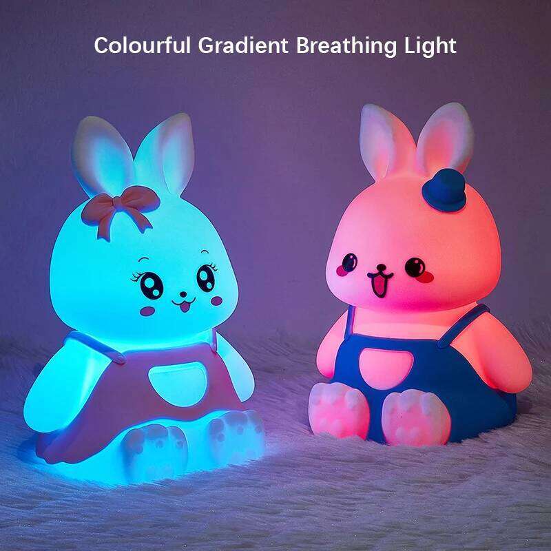 Cute Kids Night Lights 5 Colour Changing LED Silicone Rabbit Lamp with Battery, for Nursery Children Baby Camping Home Decor Z260127