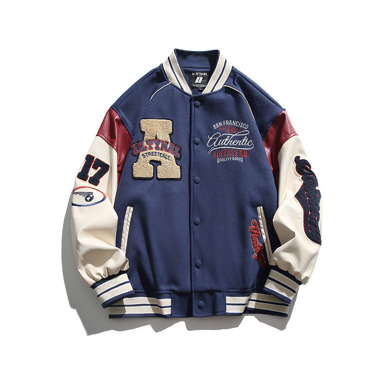 High-end Patchwork Workwear Jacket for Men and Women Spring and Autumn Couple Street Baseball Jacket Mens National Trend Casual Coat