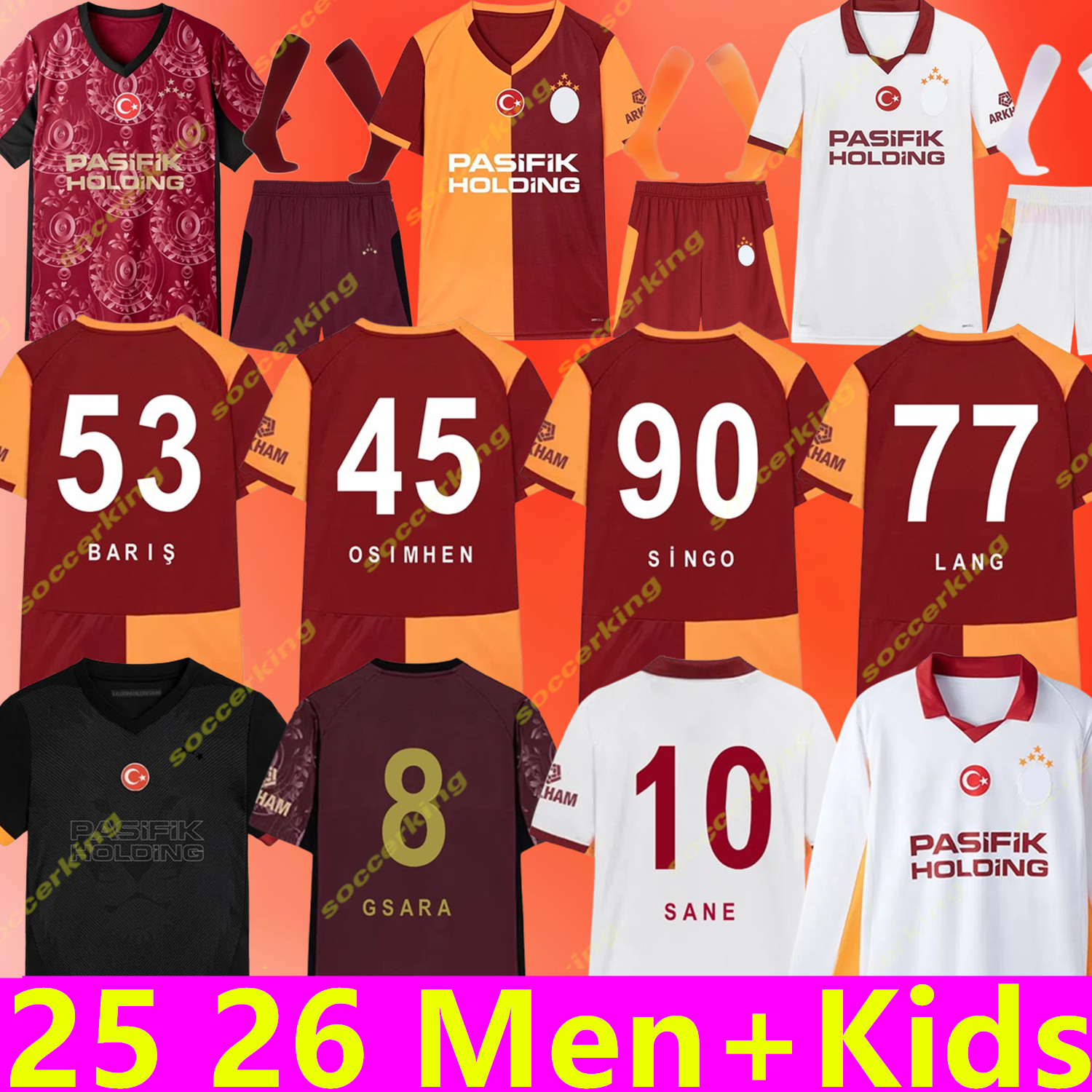 25 26 Galatasaray Soccer Jerseys Players fans OSIMHEN SINGO ICARDI ZANIOLI BAKAMBU MERTENS SANE LANG BARIS 100th Anniversary 2025 2026 men kids kit Football Shirts
