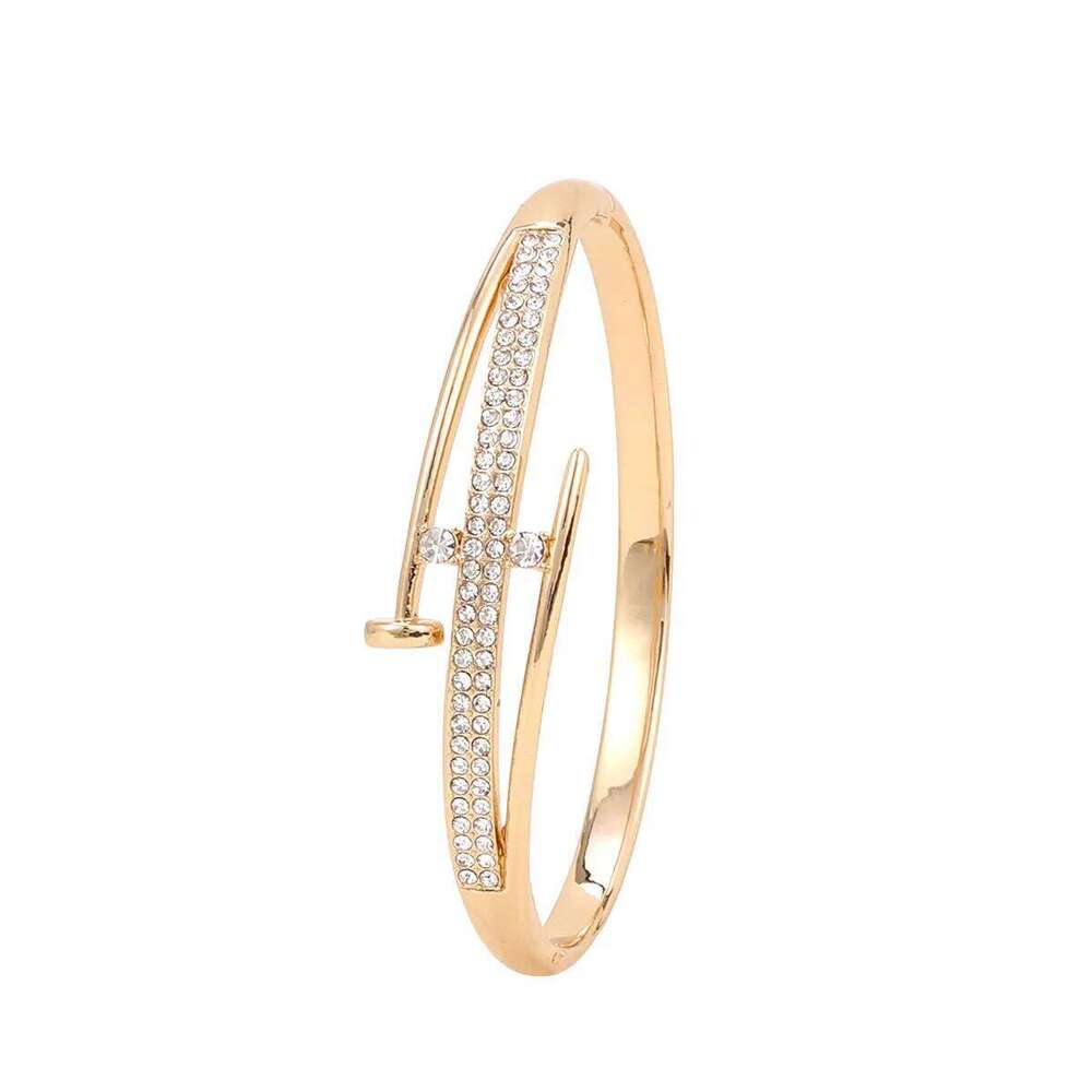 2026 New Fashion Double-row Diamond Nail Women Simple Hot-selling Bracelet Girls Ladies Alloy Luxury Versatile Jewelry XJ260127