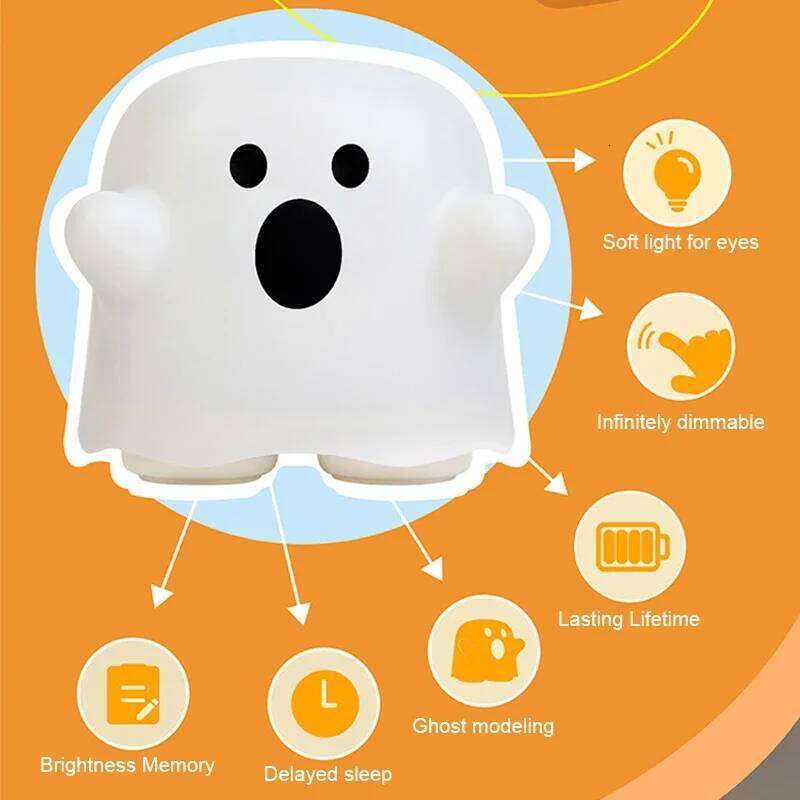 LED Night Lights for Children Bedroom Cute Boo Ghost Silicone Lamp Touch Sensor Dimmable Child Holiday Gift Rechargeable Z260127