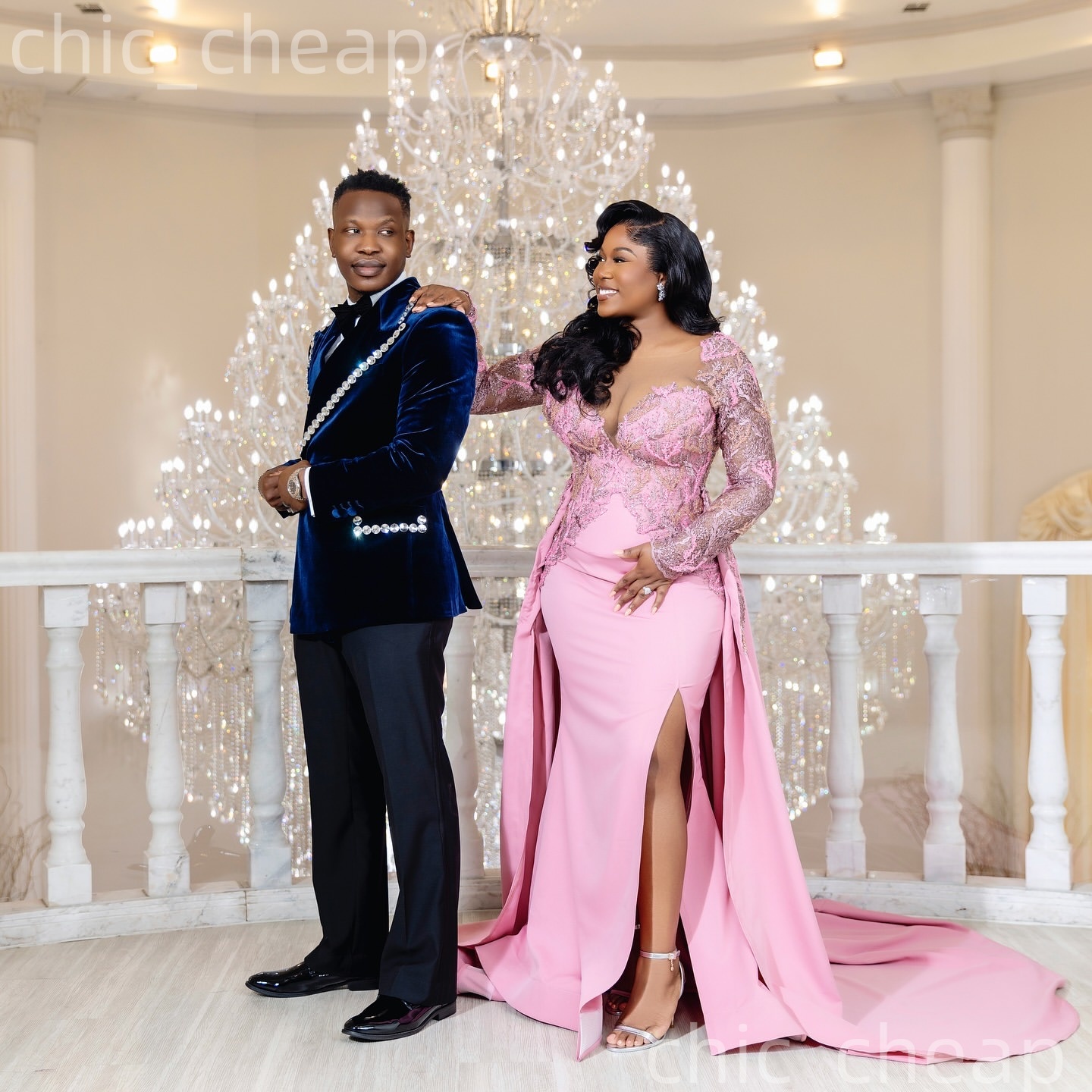 Aso Ebi Pink Mermaid Prom Dresses 2026 Lace Beaded Satin Detachable Train Evening Formal Party Second Birthday Engagement Gowns Dress For Special Occa