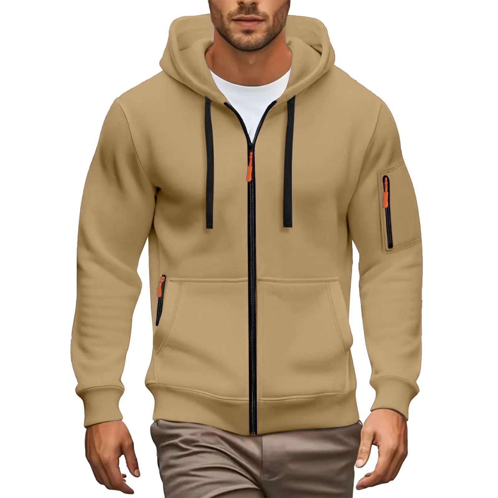 Free Shipping 2026 new men's hoodie hooded zipper cardigan men's sports and leisure coat hot sale size s-3xl