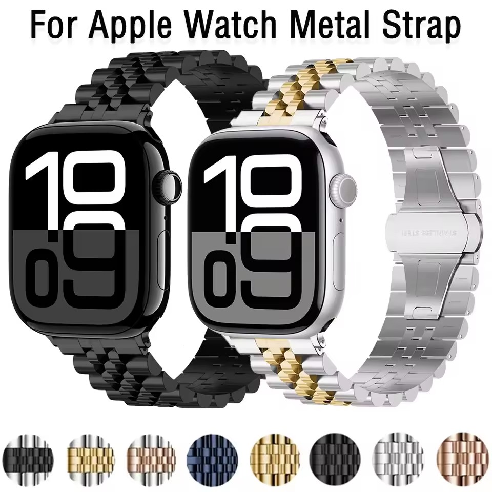 Luxury Metal Watchband Strap for Apple Watch Series Ultra 3 49mm 11 10 46mm 9 8 7 6 se 5 4 3 42mm 44mm Stainless Steel Bracelet Straps for iWatch Bands 41mm 45mm 38mm 40mm
