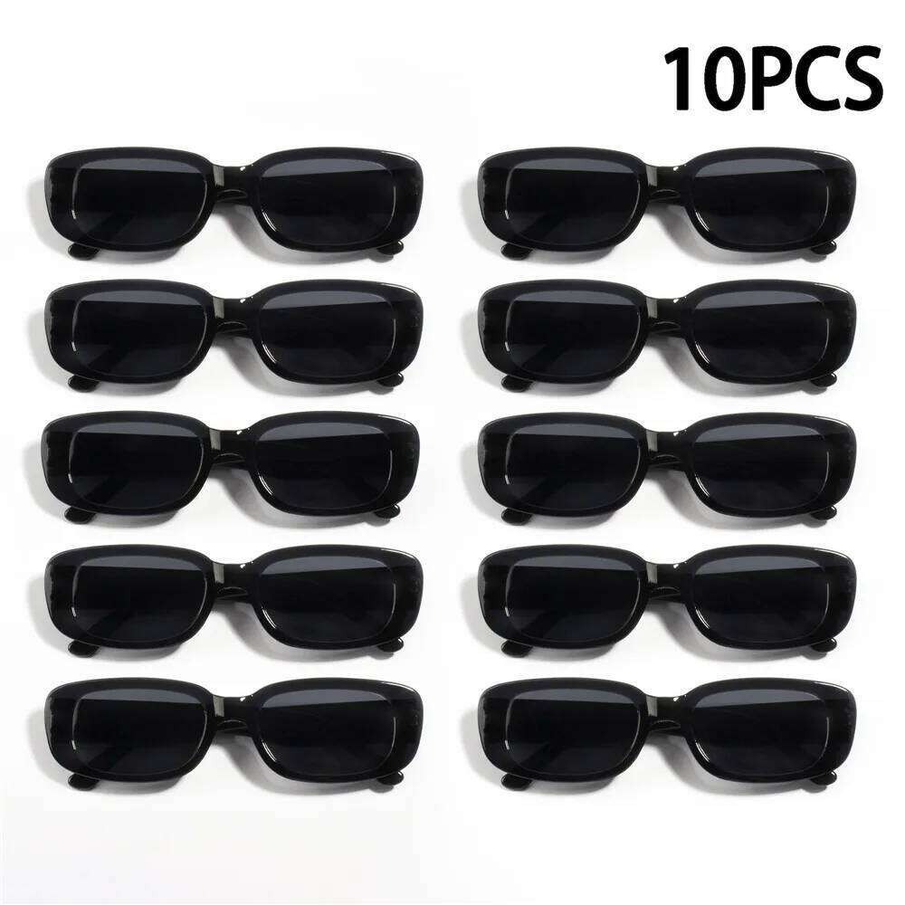 10PCS Vintage Black Square Sunglasses Woman Luxury Brand Small Rectangle Sun Glasses Female Gradient Clear Mirror Oculos De Sol Z260127