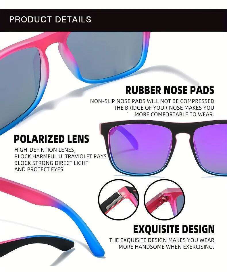 3Pcs Fantasy Gradient Mutipcolor Square Polarized Sunglasses AntiGlare UV400 Glasses Summer Party Driving Fishing Christmas Gift Z260127