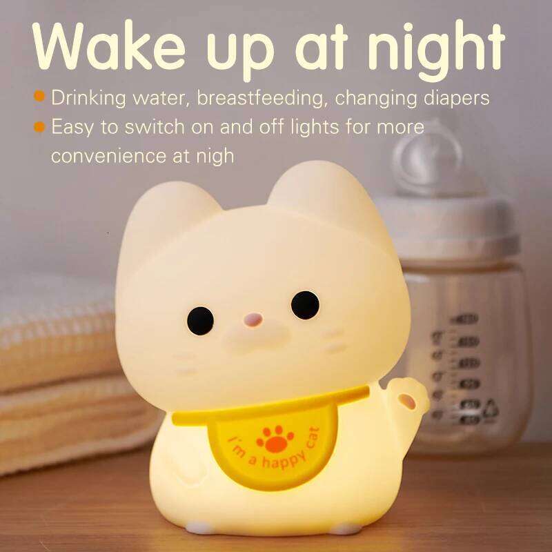 1pc Lucky cat LED night Room mood Bedroom decorative Cute animal lamp with sleeping light Z260127