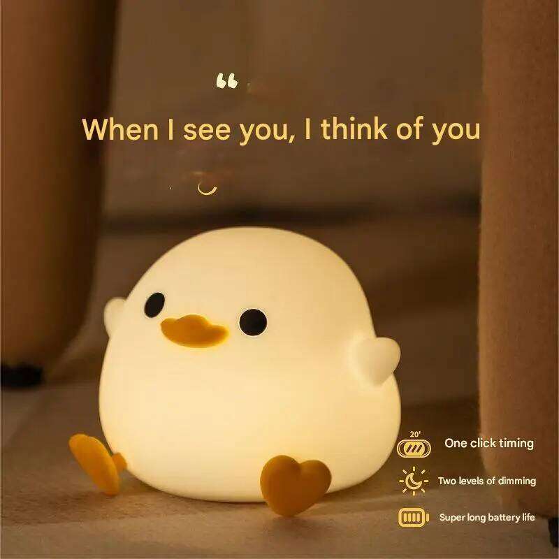 LED night light cute duck cartoon animal silicone lamp children pat variable 7 colors timeable USB rechargeable birthday gift Z260127