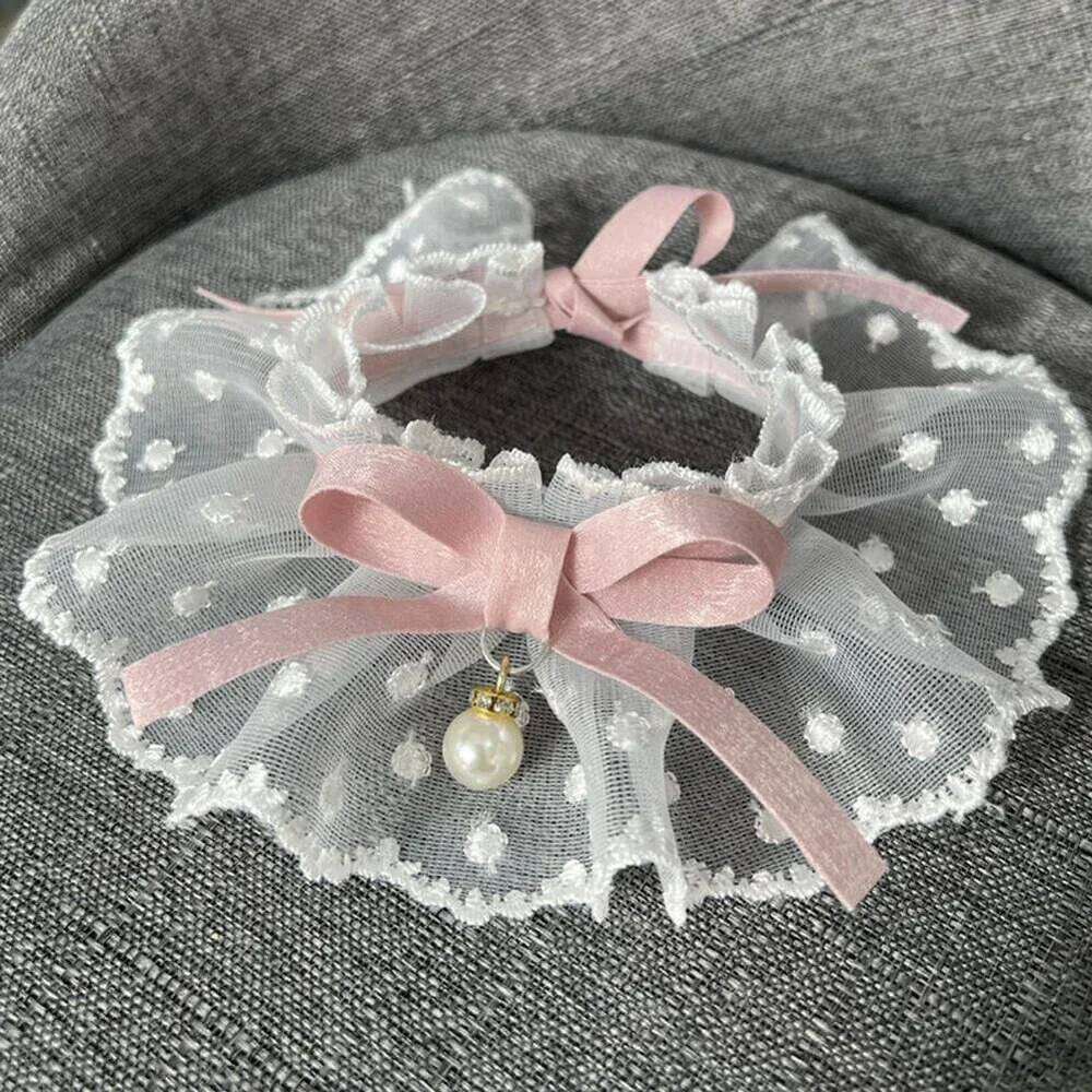 Collar 1Pc Bow Pearl Scarf Thin Pet & Clothing Decoration Cat and Wedding Ribbon Dog Necklace Garfield pet supplies