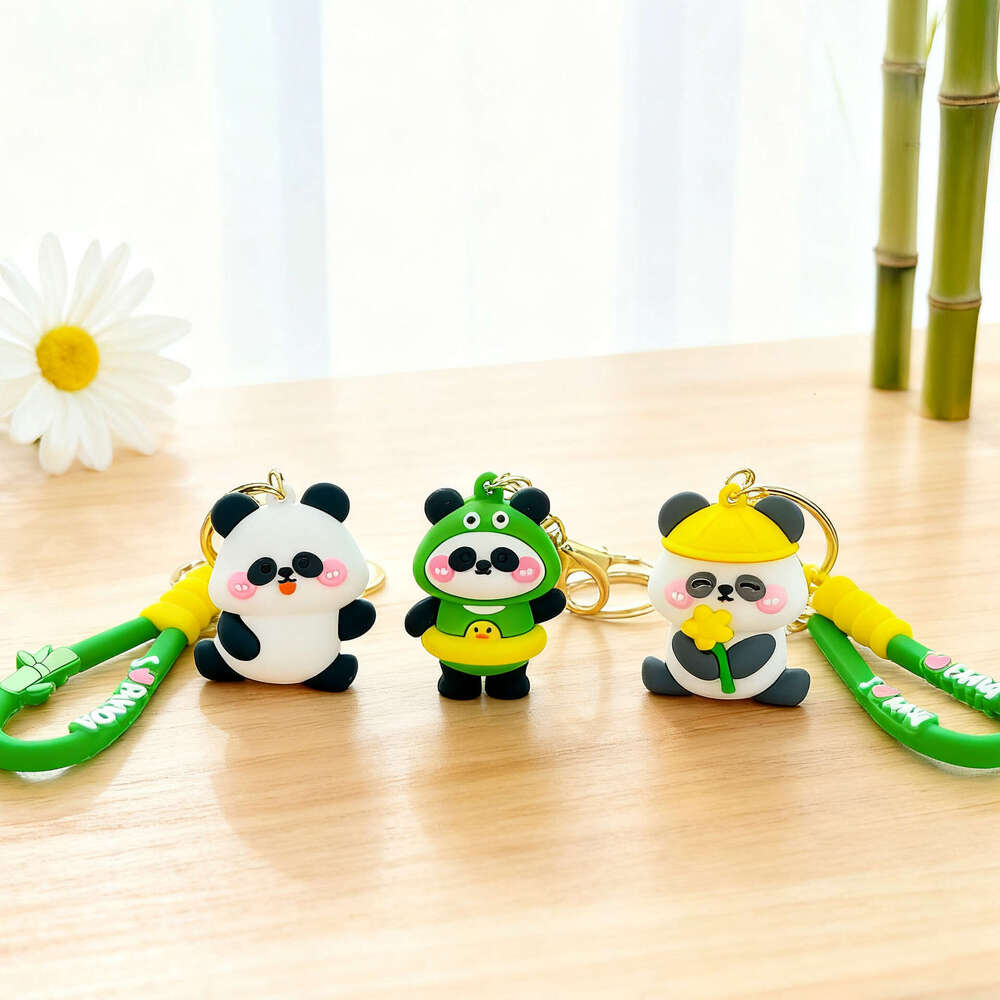 National Trend Premium Panda Plush Keychain PVC Soft Rubber Pendant Cartoon Creative Accessories Wholesale S260126