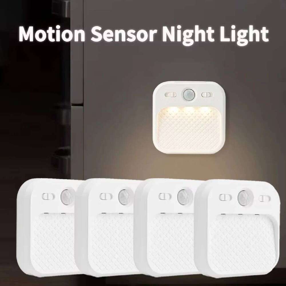 1-4 Pack Motion Sensor LED Rechargeable Stick-on Magnet Night Lamp for Bedroom Stairs Cabinet Hallway Kitchen Light Z260127