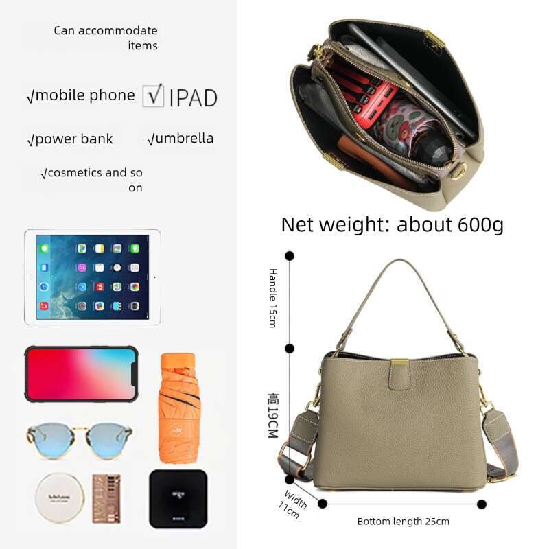 Luxury Shoulder Bags Fashion Cowhide For Women New Large Capacity Bucket Bag Versatile Commuter Genuine Leather Crossbody Handbag SENYY