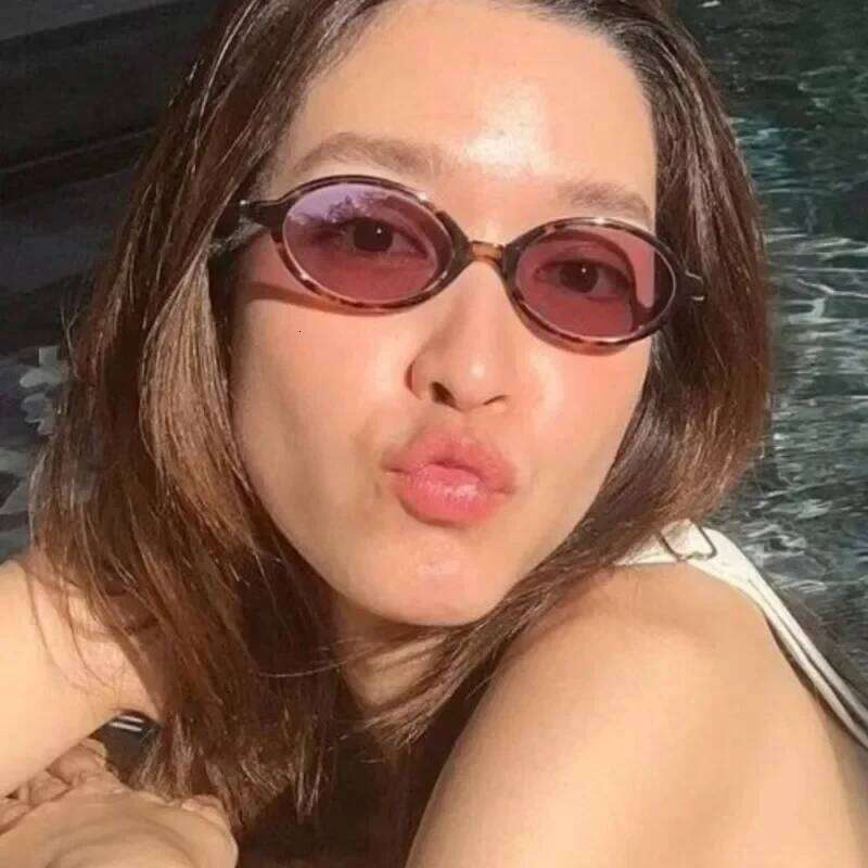 Sexy Small Oval Leopard Sunglasses Women Lovely Ins No Makeup Plain Frame Eyewear Cute Decorative Computer Glasses Men Z260127