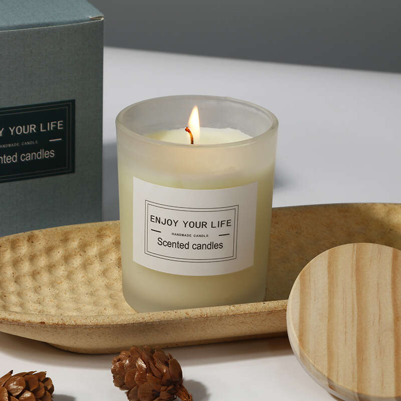 Wooden Lid Frosted Glass Cup Soy Wax Scented Wholesale Wedding Favor Smokeless Fragrance Candle Amazon Y260127