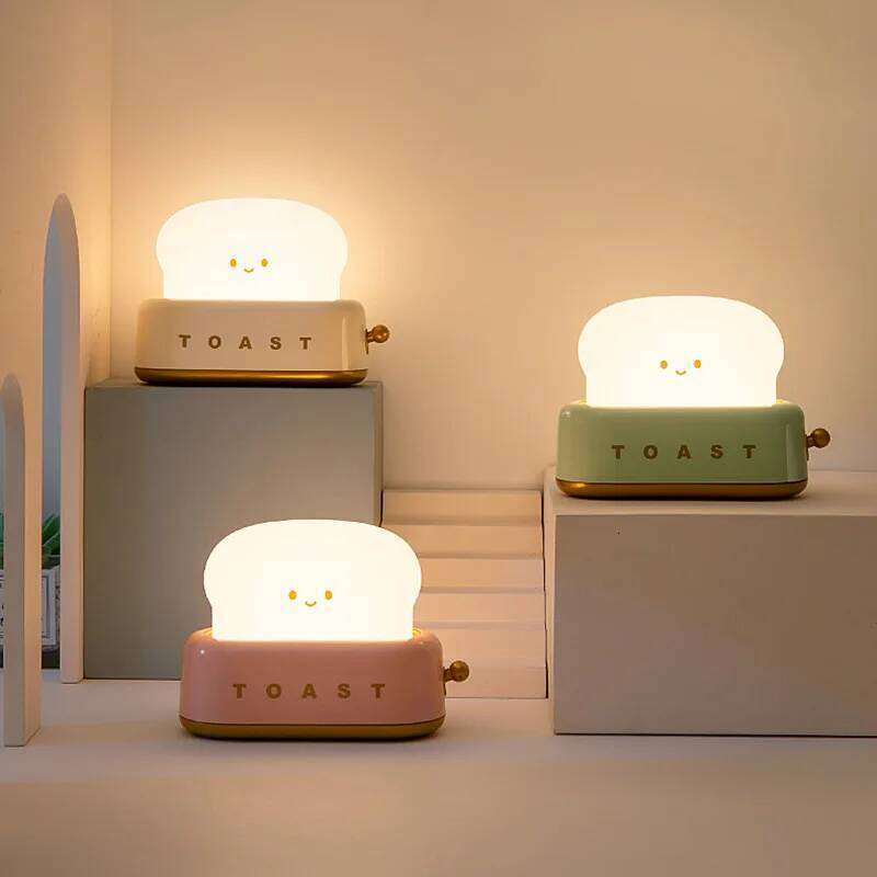 1 Pc Cute Bread Toast Light USB Charging Toaster Nightlight Creative Rechargeable Led Lamp Bedroom For Birthday Gift Z260127