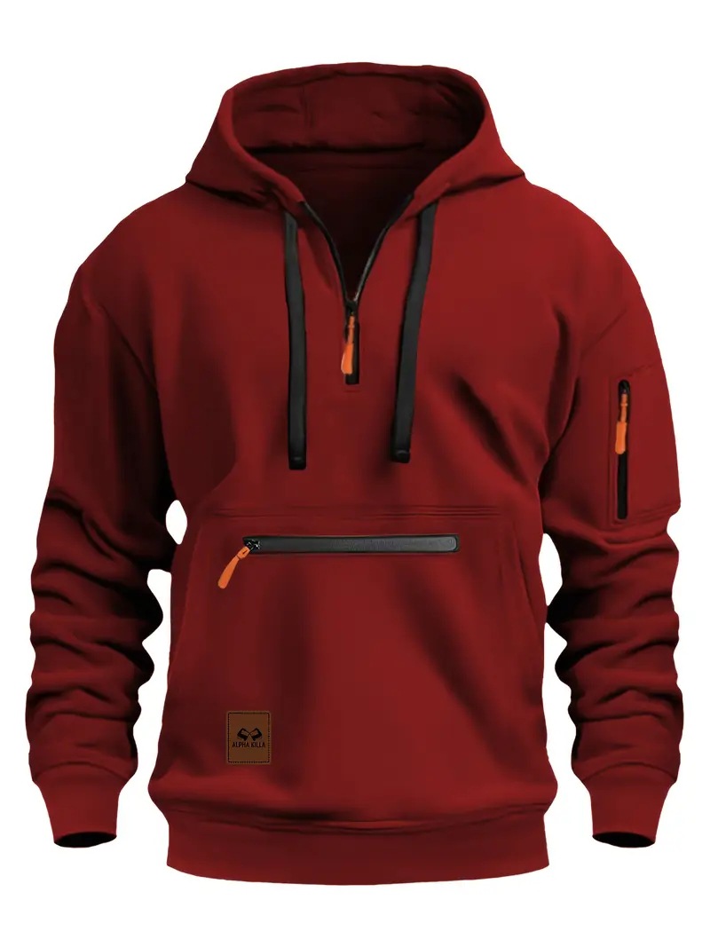 Free Shipping 2026 Spring New Men's Fashion Hoodie Zipper Multi Pocket Hoodie Sports and Leisure Top