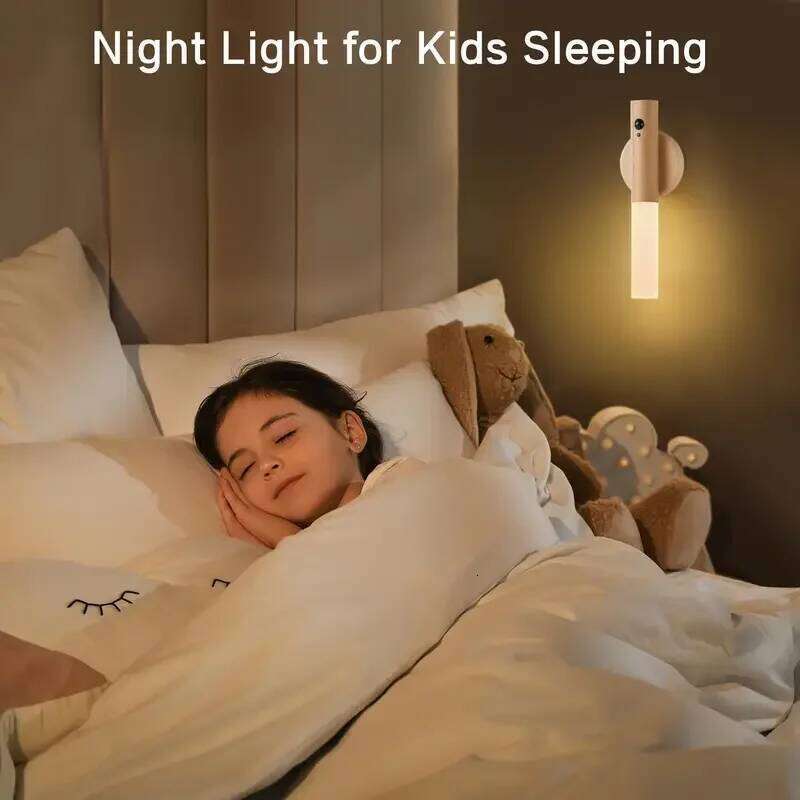 Smart Motion Sensor Night Light LED Rechargeable Magnetic Wall Lamp Portable for Hallway Bedroom Stairs Bathroom Cabinets Decor Z260127