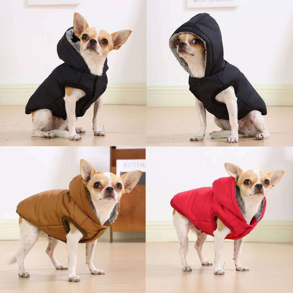 Winter Pet Puppy Clothes Hooded Jacket For Small Medium Dogs Cats Waterproof Thick Dog Coat Hoodie With D-ring Chihuahua Outfits XJ260127