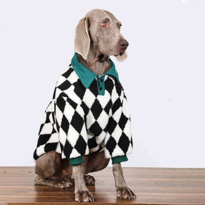 & Pet Clothes Collar Plaid Clothing Spring Winter Warm Dog Baseball Suit for Medium Large Dogs Labrador Golden pet supplies