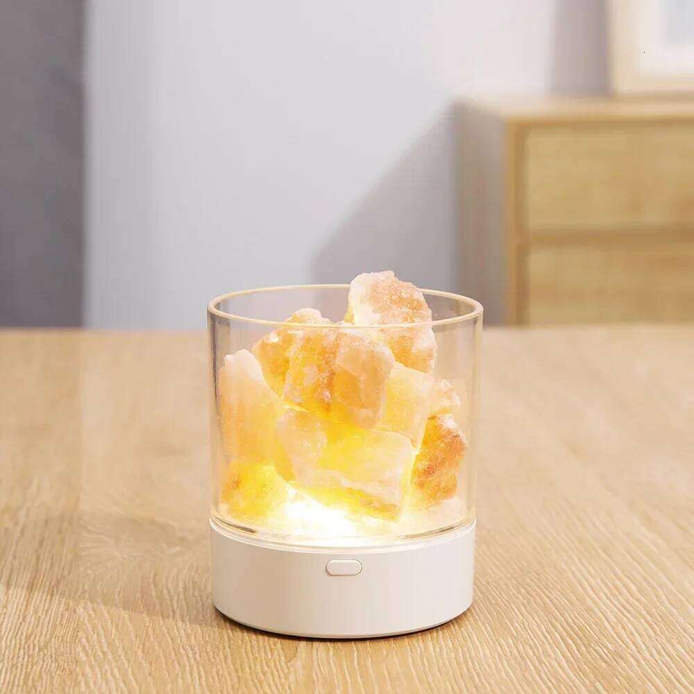 Natural Himalayan Crystal Anion Salt Warm Handcrafted Table Bedside Lamp Bedroom Night Light with Dimmer Switch Z260127