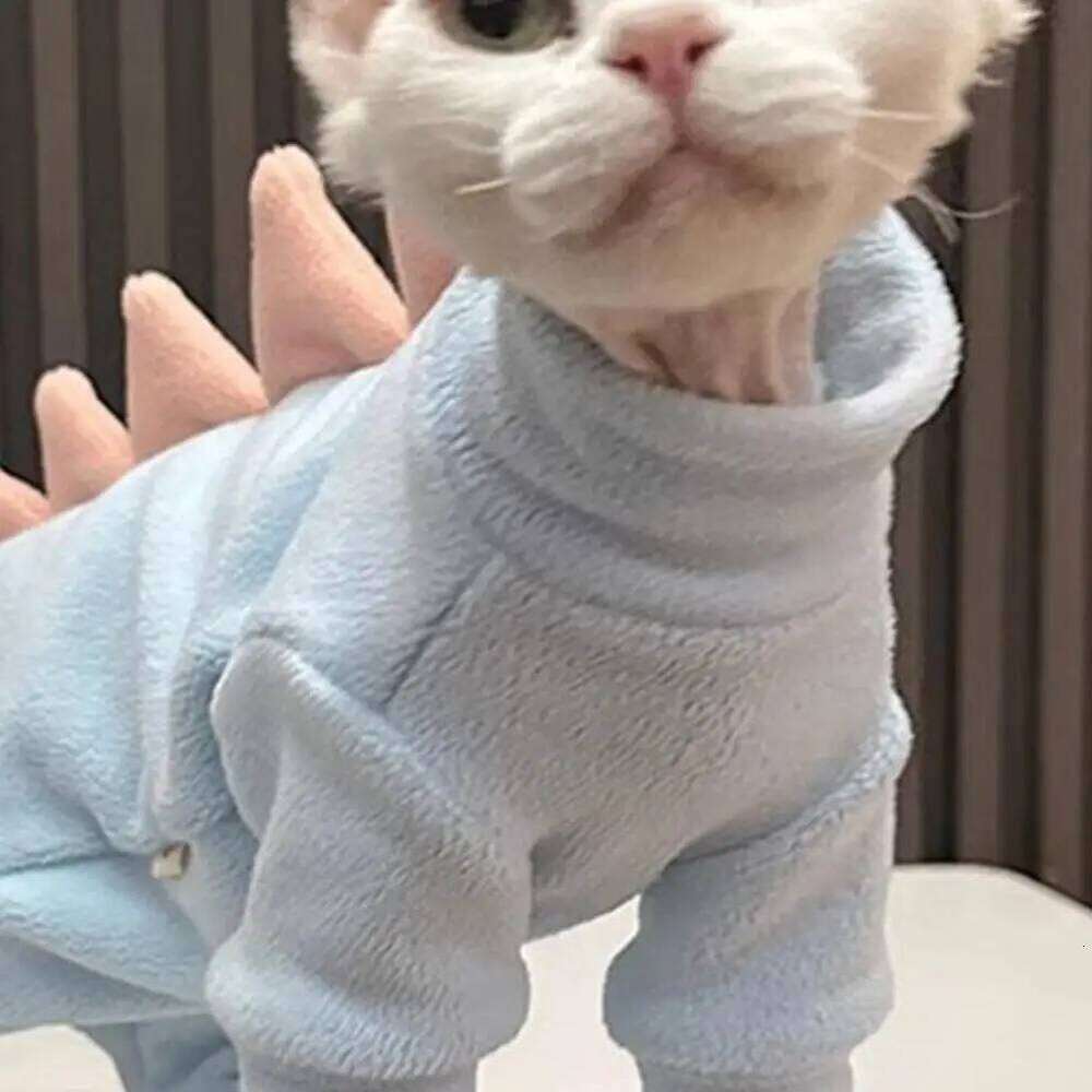 Clothes Dinosaur Shape Winter Sphynx Pajamas Costume Fleece Warm Cat Jacket For Indoor Hairless Cats Halloween Party XJ260127