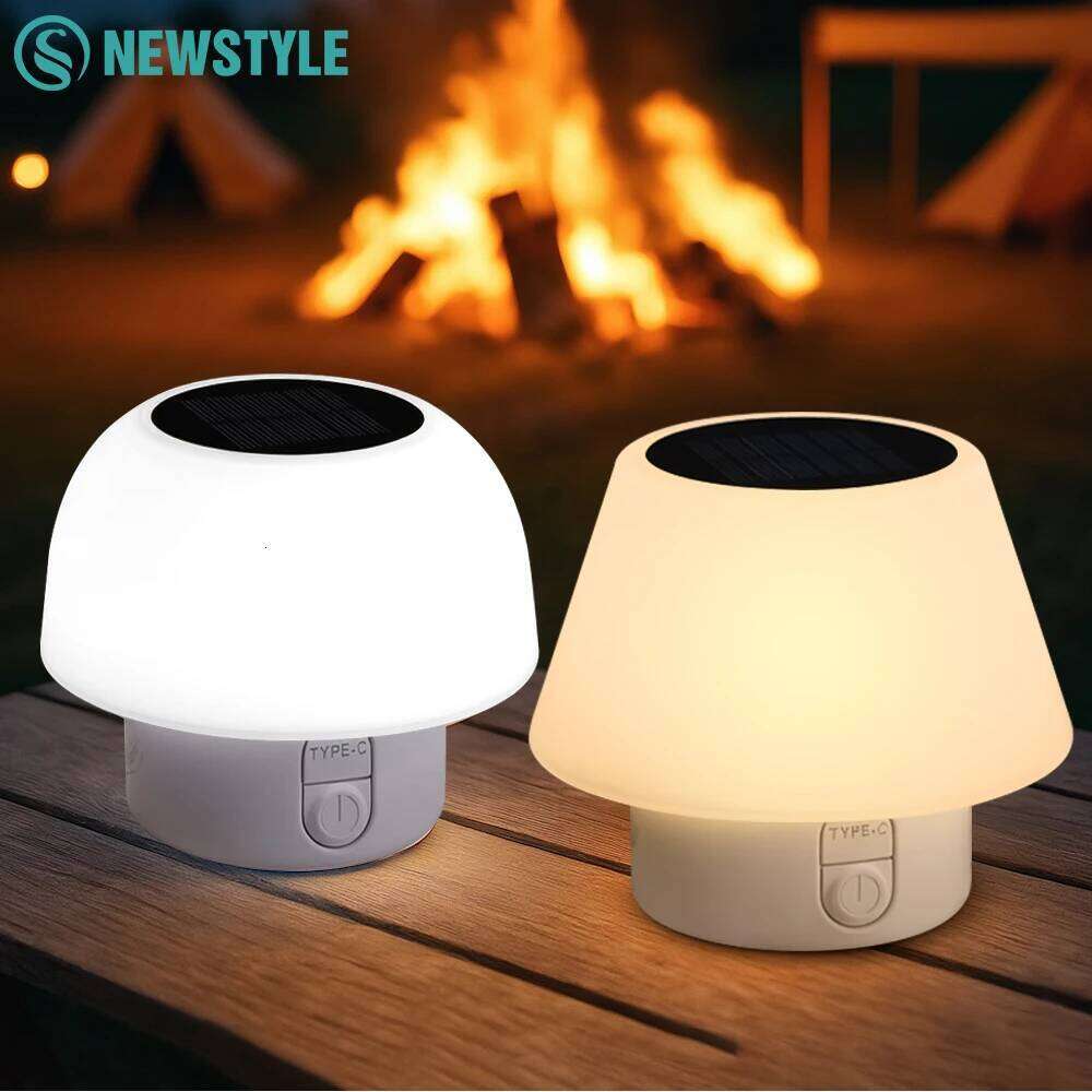 Mushroom Table Lamp Solar and USB Powered Outdoor Indoor Portable Landscape Light Camping Patio Wedding Garden Bar Z260127