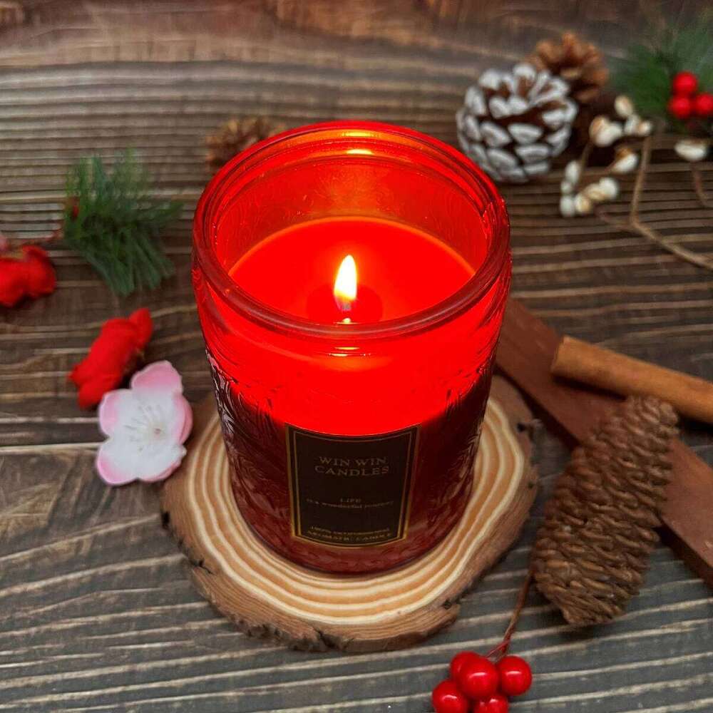 Floral Scented Lavender/Velvet Rose Embosse Jar Home Indoor Fragrance Candle Glass 40-90Hours Y260127