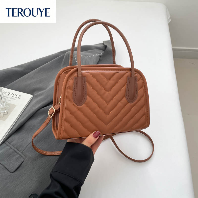 TEROUYE Korean style niche embossed design fashionable women's handbag autumn and winter new casual diamond grid texture style shoulder bag luxur