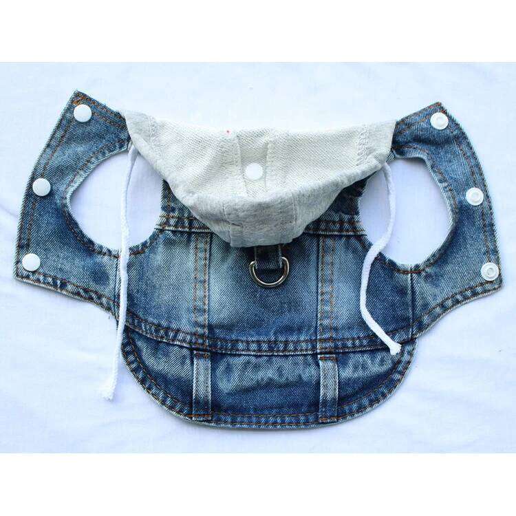 Stylish Denim Dog Jacket with D-Ring, Cozy Spring/Fall Jeans Hoodie Coat for Small Medium Dogs, Pet Outerwear Puppy Clothes XJ260127