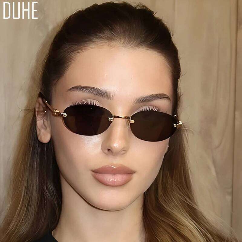 Frameless Oval Personality Luxury Brand Ins Style Summer Sun Protection High-End Fashion Sunglasses UV400 Z260127