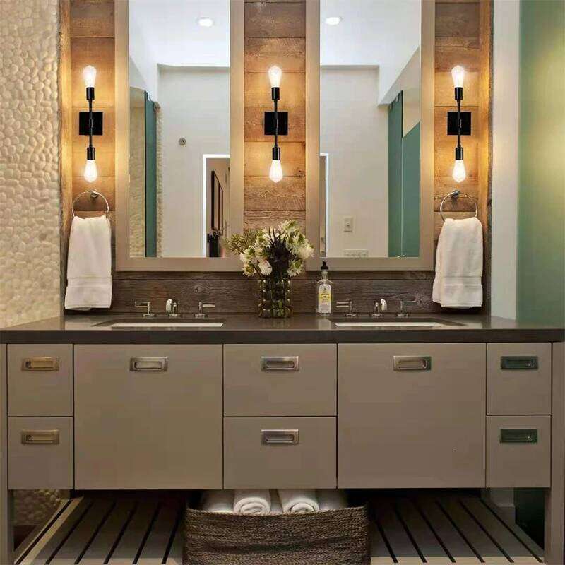 American Double Head Iron Lamp Black Gold E27 Wall Light for Bedroom Living Room Bathroom Aisle Balcony Indoor Decor Sconce Z260127