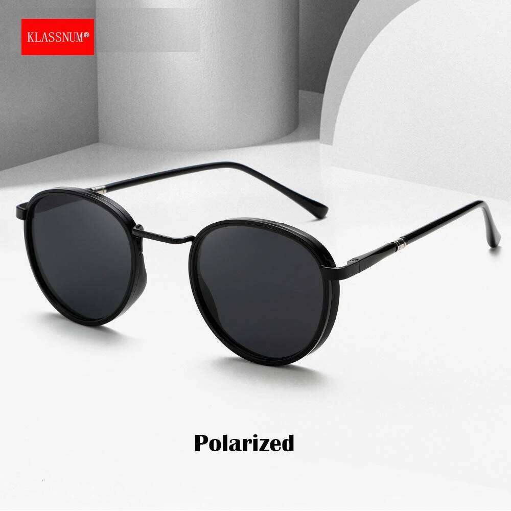 KLASSNUM Vintage Round Polarized Sunglasses Men Metal Frame Fashion Luxury Brand Sun Glasses Driving Eyepiece Z260127