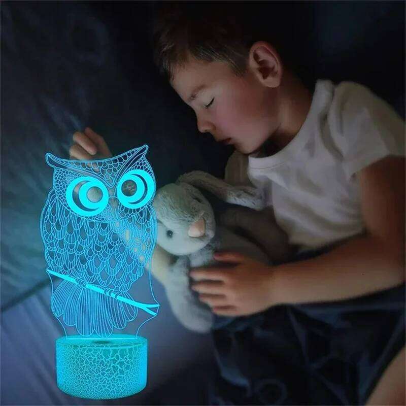 Animal Owl 3D Bedroom Cute Bird Toy Nightlight Creative New Strange Gift Desk Lamp USB Atmosphere Light Z260127