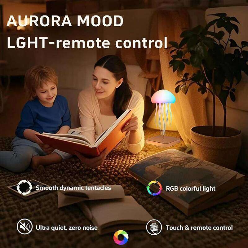 LED Jellyfish Lamp 9 Tentacles 2 Working Modes Ultra Long Battery Life Colour Gradient Light Effects with Remote Control Z260127