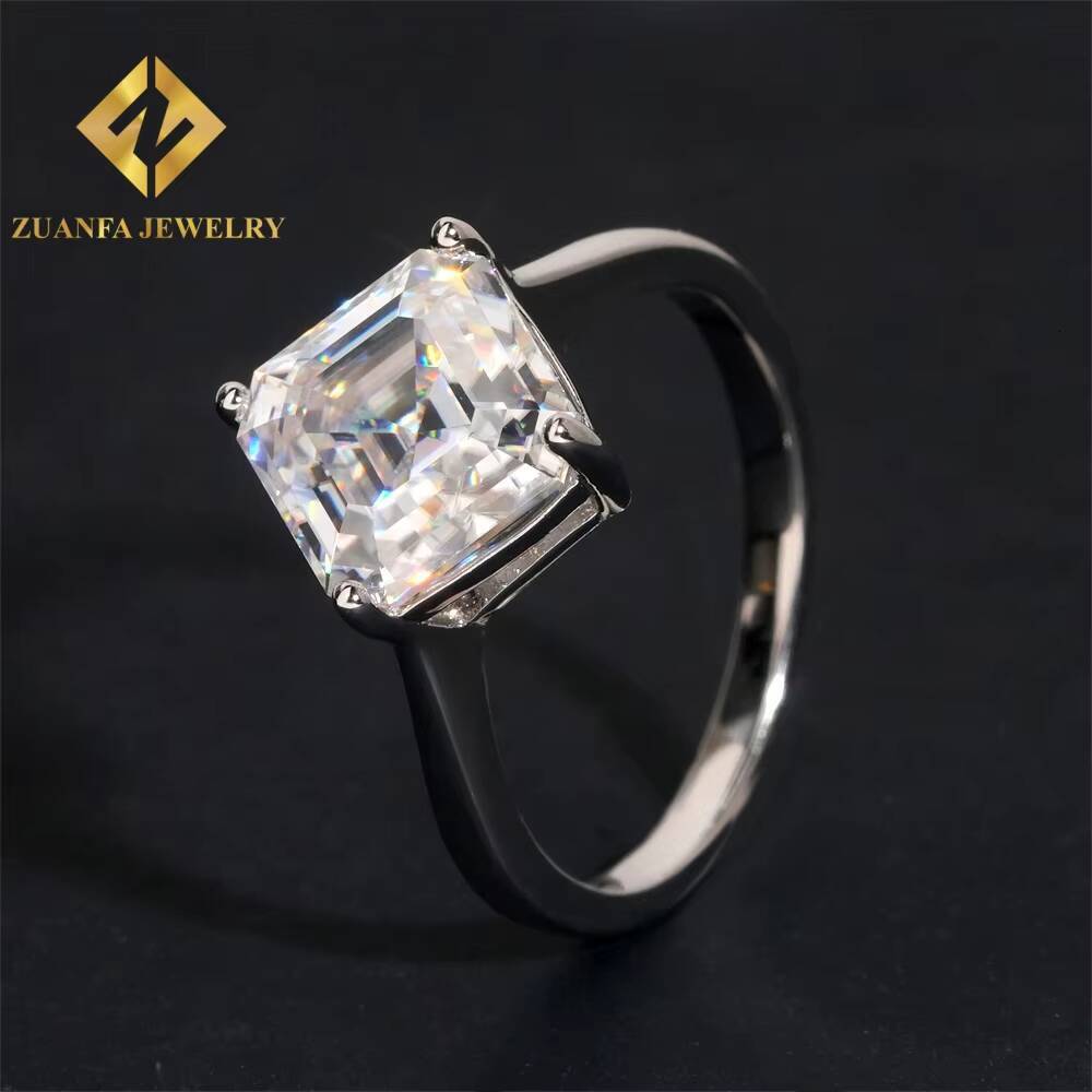 Luxury Jewelry Asscher Cut 4ct Moissanite Diamond Ring GRA Certificate Wedding Engagement Jewelry for Women Fine Rings