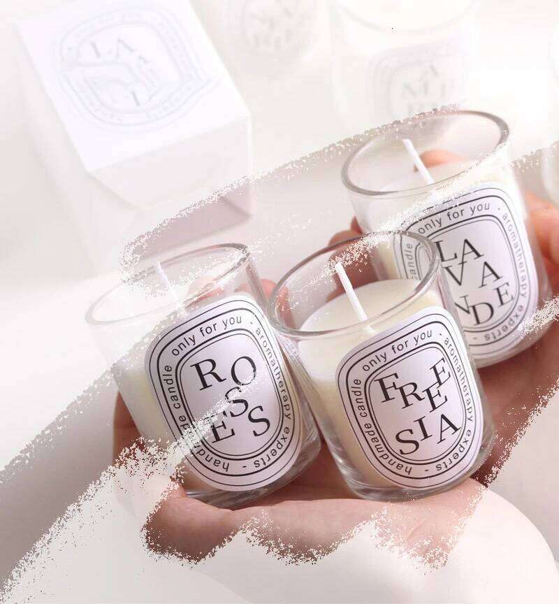 50g Smokeless Aromatic Creative Glass Cup Natural Soy Wax Scented Candles Wedding Home Decorative Candle Gifts Y260127