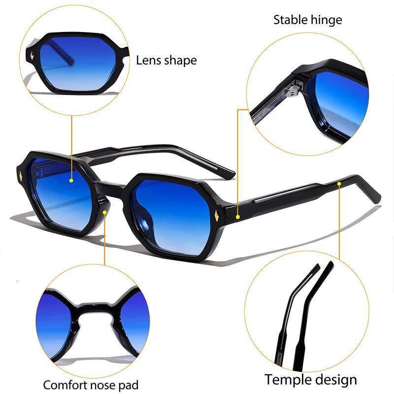 HBK Retro Polygonal Men Sunglasses Personalized Design Square Frame Sun for Women Parties Travel Holidays Glasses Z260127