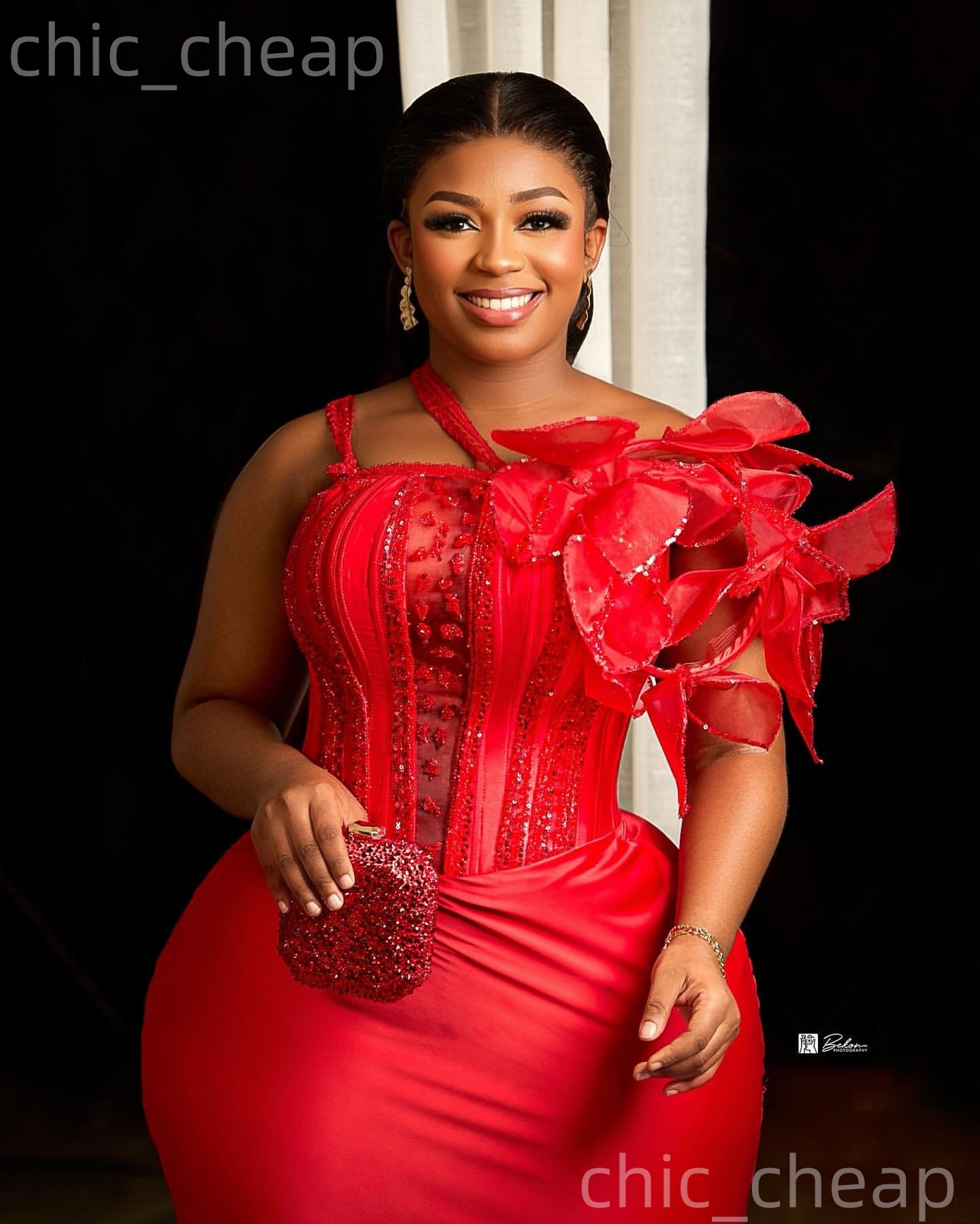 2026 Plus Size Red Mermaid Mother Of Bride Dresses Florals Beaded Satin One Shoulder Evening Party Mama's Dress Vintage 50's Birthday Weddin